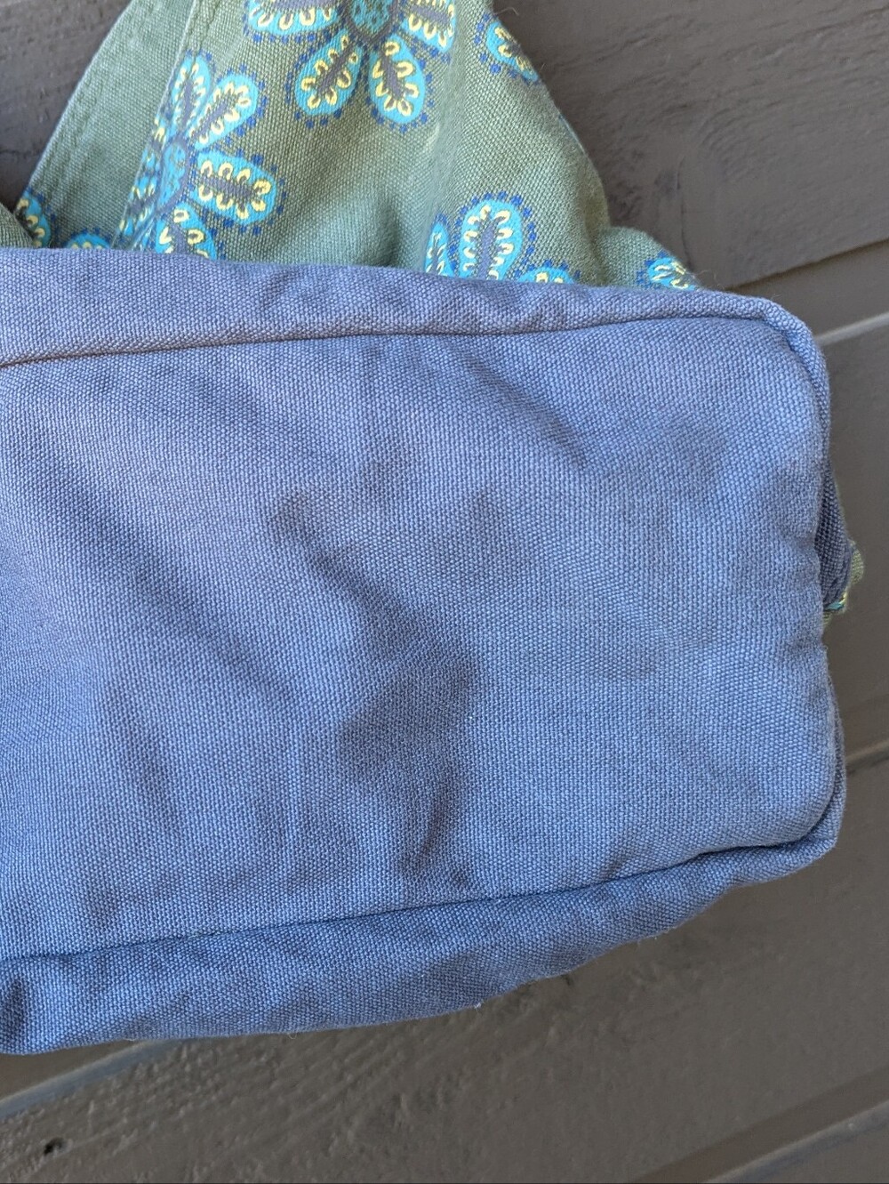 Vintage Y2K Life is Good 100% Cotton Canvas Bucket Satchel Bag Green Blue Floral - Picture 4 of 8